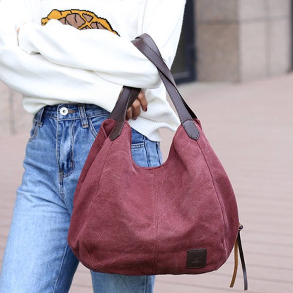Canvas Women's Multi-pocket Tote Bag