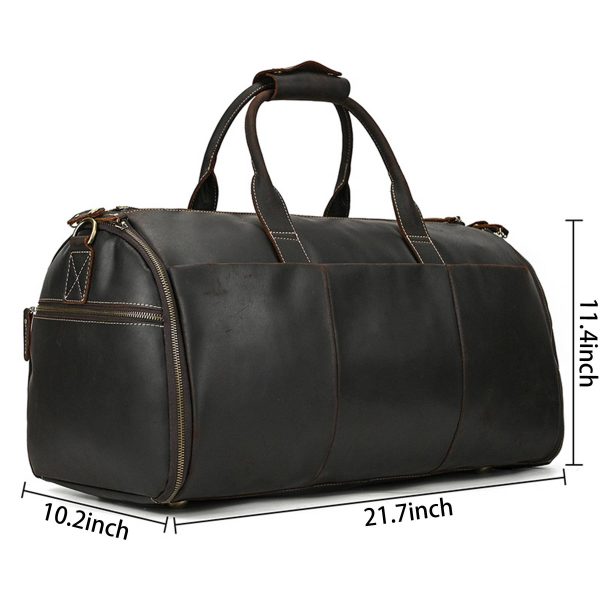 Genuine Leather Weekender Garment Duffle Bag