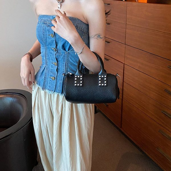 PU Leather Stylish Cylindrical Handbag Crossbody Bag