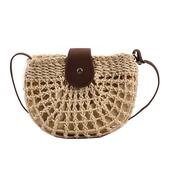 Jute Summer minimalist straw cross-body bag