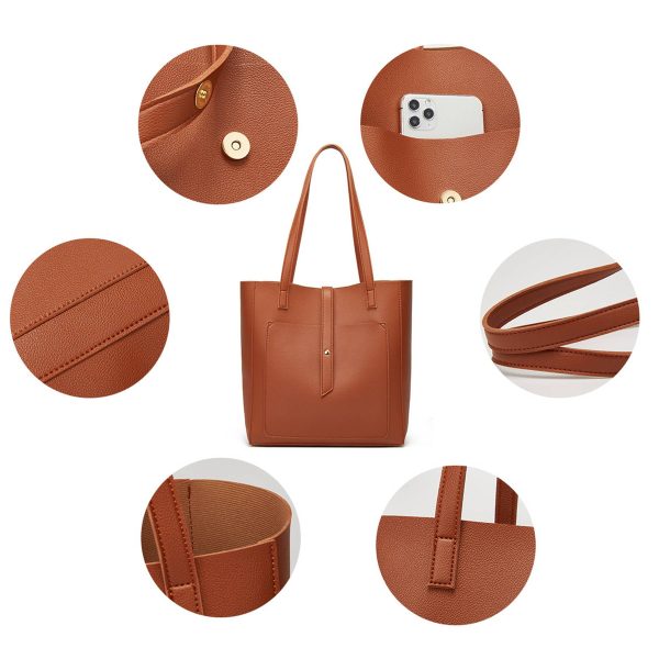 PU Simple solid color tote bag for women