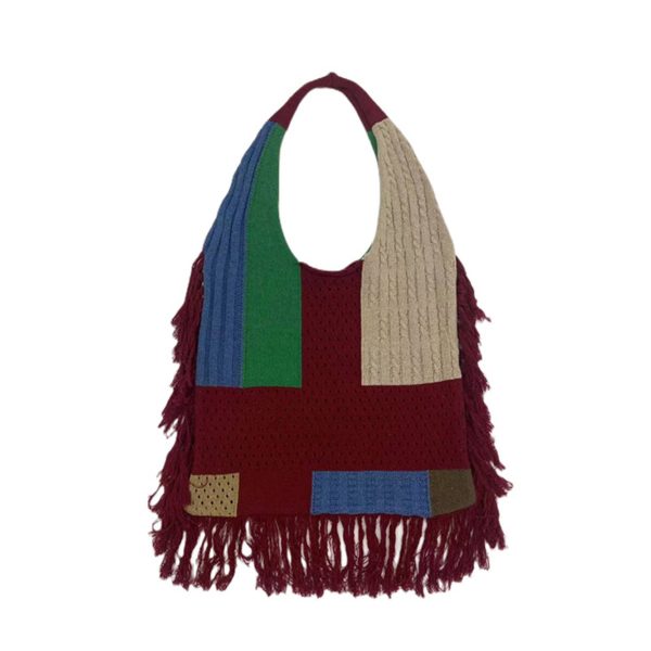 Polyester Multi-colored Knitted Tote Bag
