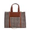 Canvas Tote Bag Black and White Grid Large Capacity