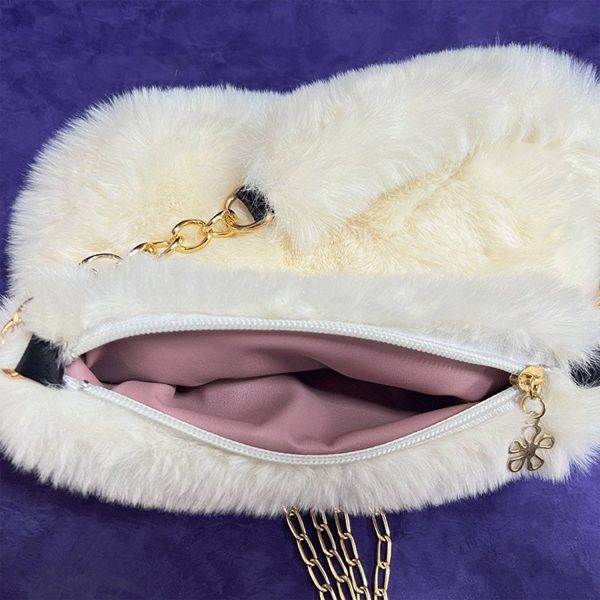 Plush imitation rabbit fur shoulder bag