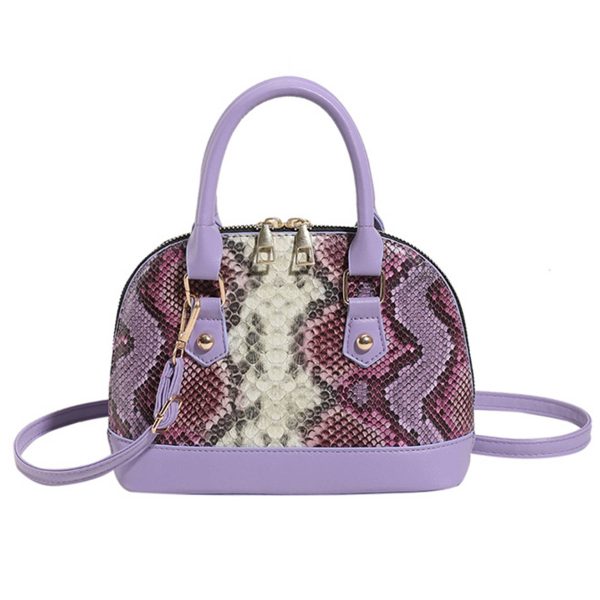 PU Contrasting snakeskin one-shoulder cross-body bag