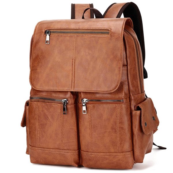 PU leather fashion simple business laptop backpack