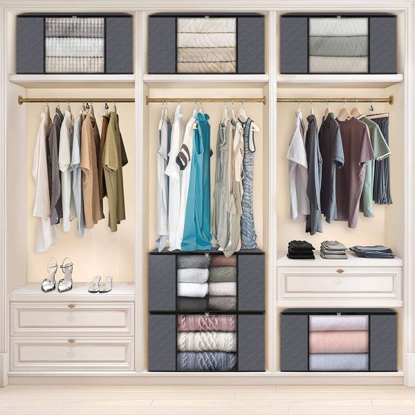 6 Pack Clothes/Blanket Foldable Storage Bags Box
