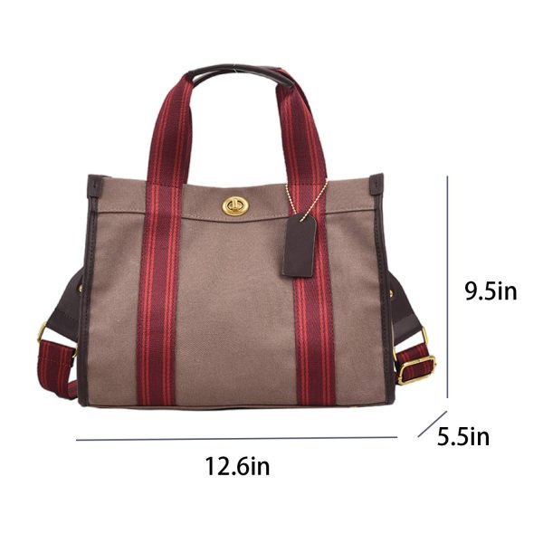 Canvas Tote Bag Retro Fashion Color Clash for Women