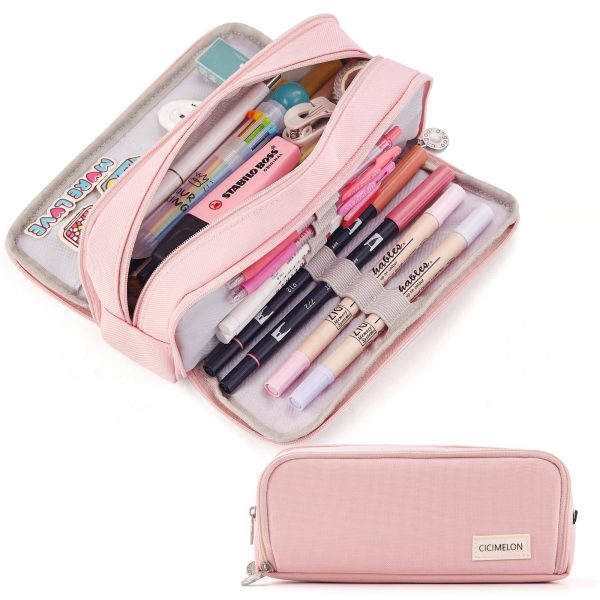 Large Capacity Pencil Case 3 Compartment Pouch