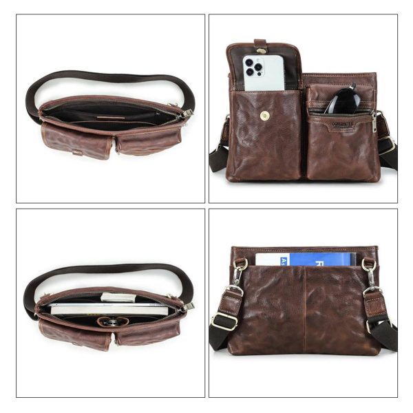 Genuine Leather Waterproof Messenger Multiple Cross-body bag