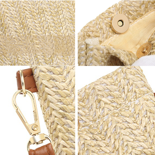 Braided Vertical Single-Shoulder Straw Crossbody Bag