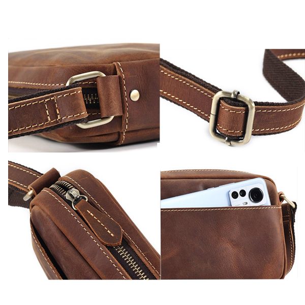 Genuine leather vintage cross-body messenger bag