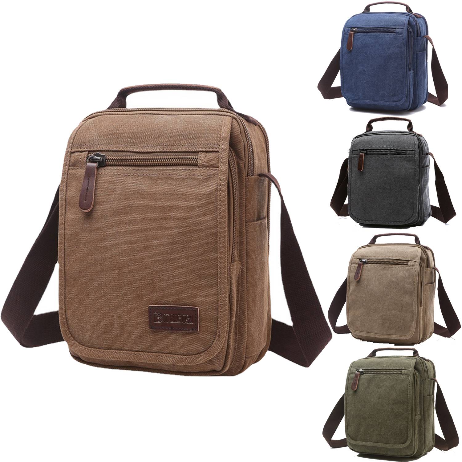 Canvas cross-body bag for man