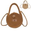 Straw Solid Round Tote Cross-body Bag