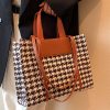 Canvas Tote Bag Black and White Grid Large Capacity