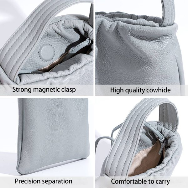 Genuine Leather Simple premium pleated tote bag