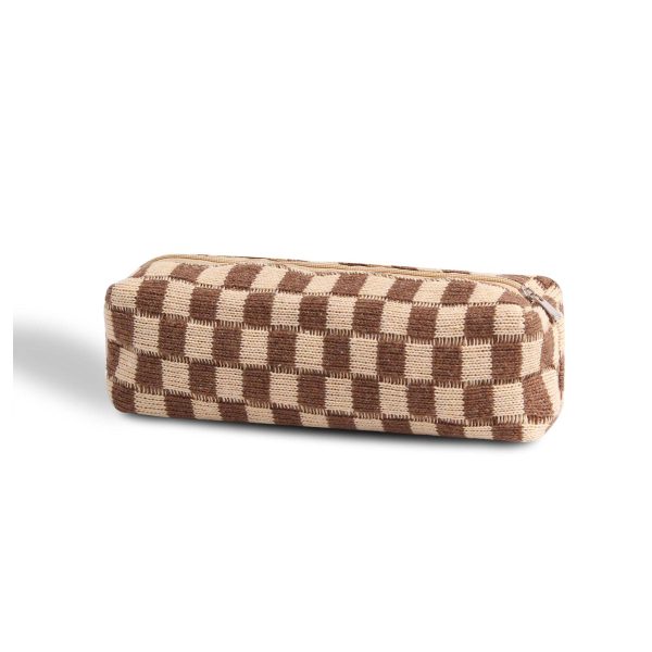 Knitted Plaid Pencil Pouch