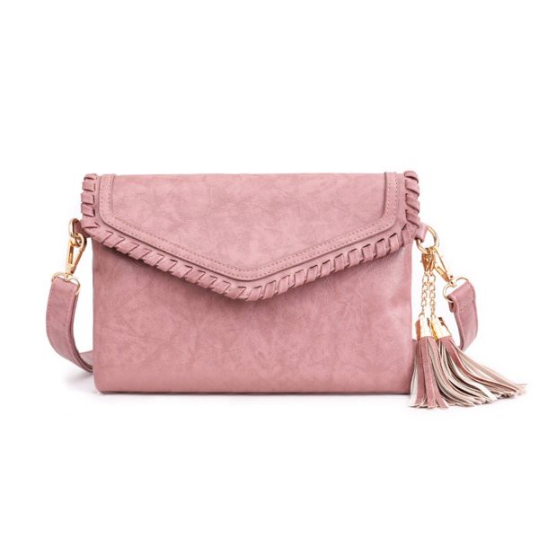 Women's PU Leather Envelope Purse Messanger Bag With Tassels
