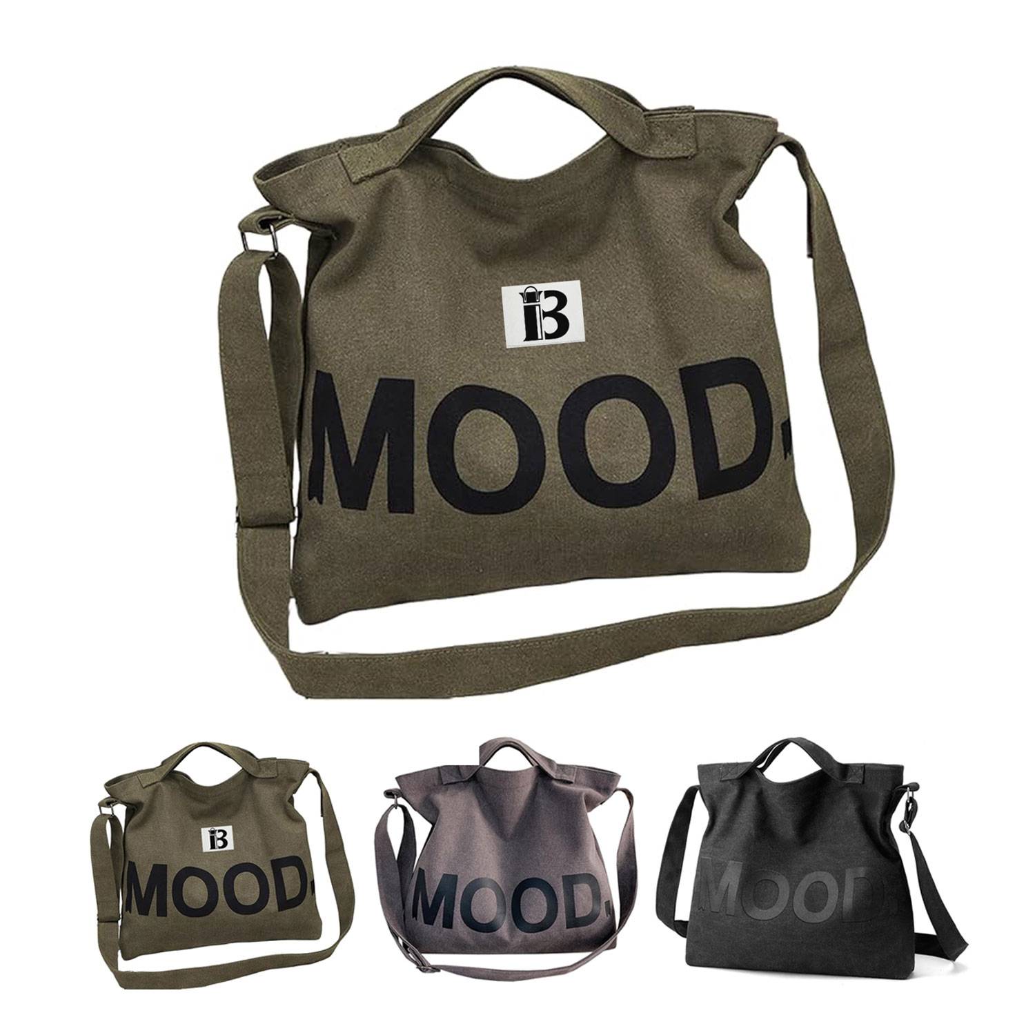 Multi-Layer Canvas Shoulder Handbag