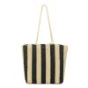 Women Beach Straw Striped Tote Bag