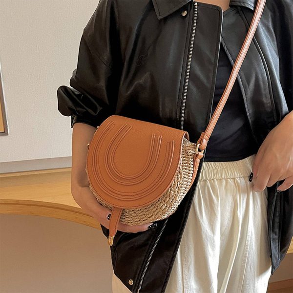 PU Straw Crossbody Bag