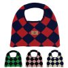 Polyester checked knit tote bag