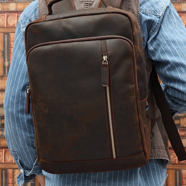 Men's Vintage Genuine Leather Laptop Backpack