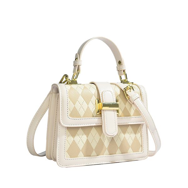 PU Leather Trendy Diamond Lattice Handbag for Women