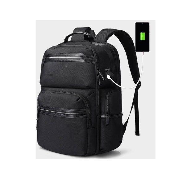 Business Travel Polyester Backpack With Usb Charging Port