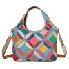 Genuine Leather Colourful hand-paneled shoulder tote bag