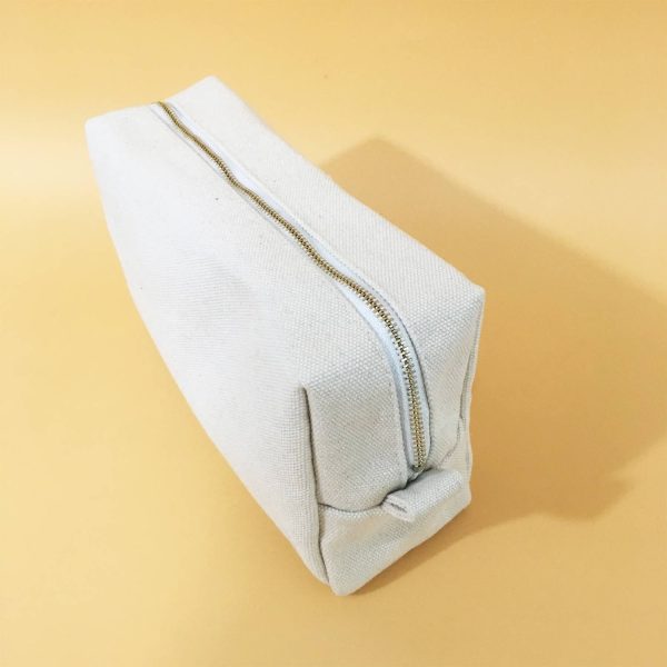 Canvas Cosmetic Bag Zipper Pouch Stand Up Design