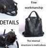 Genuine Leather Large capacity black backpack