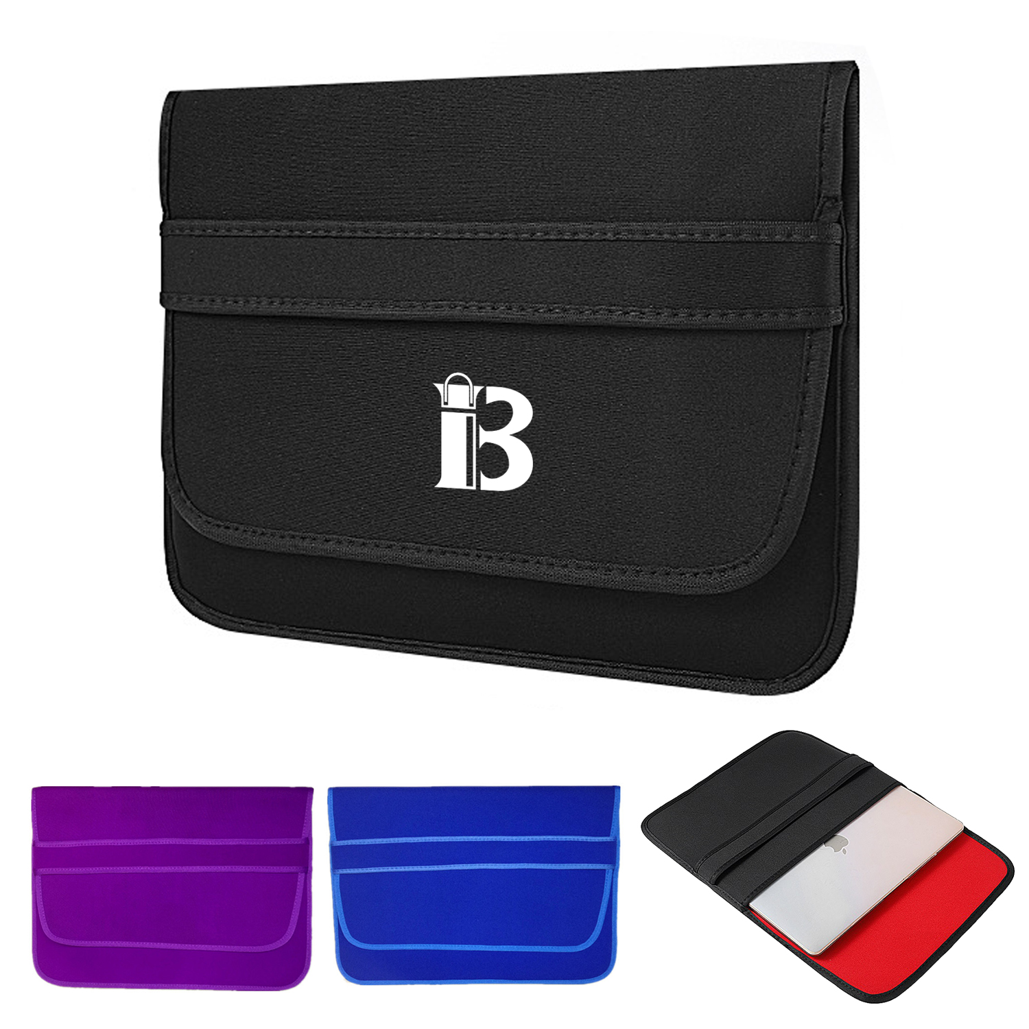 Neoprene Laptop Sleeve w/ Front Flap & Elastic Closure