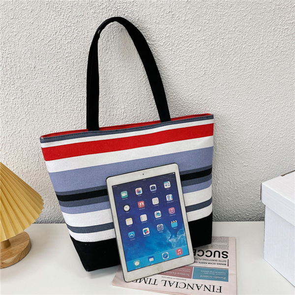 Coloured striped canvas tote bag