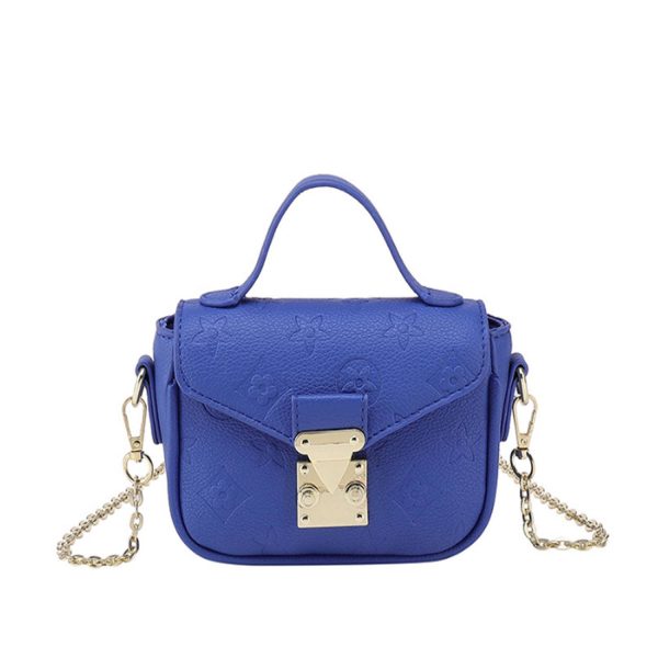 PU Leather Shoulder Bag w/ Metal Chain Strap
