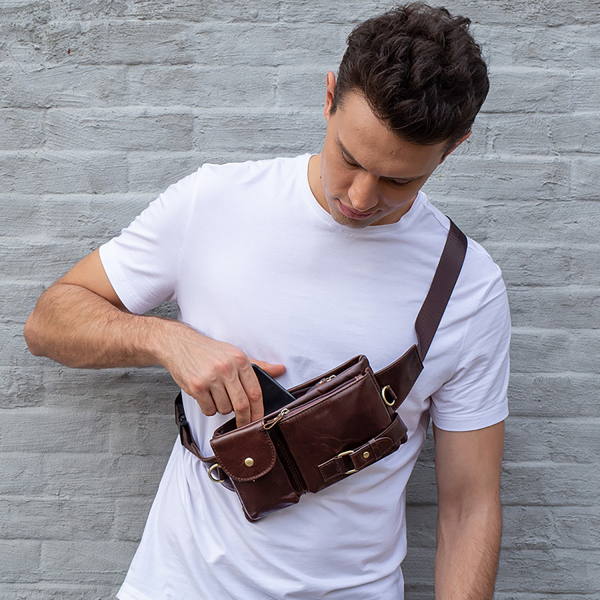 Custom Top-Layer Cowhide Leather Fanny Pack