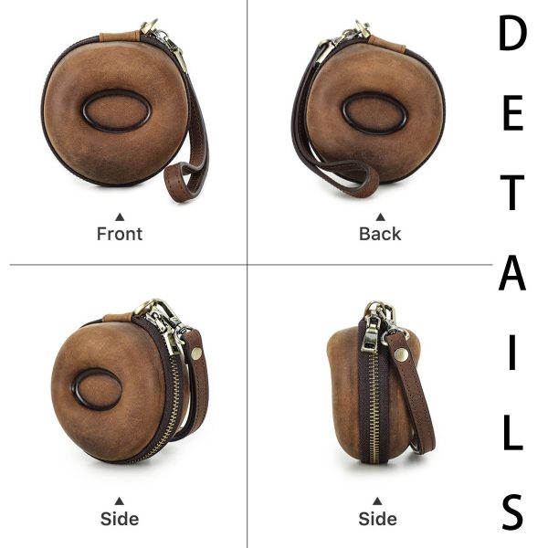 Genuine Leather Round portable watch storage bag