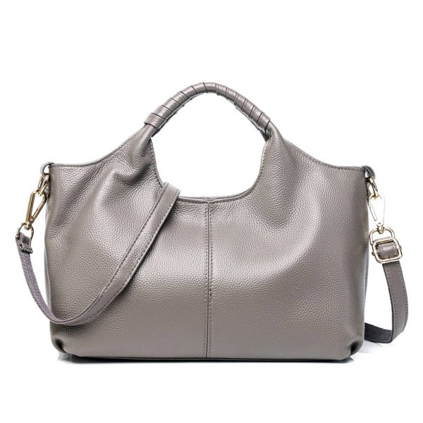Genuine Leather Handle Satchel Shoulder Bag