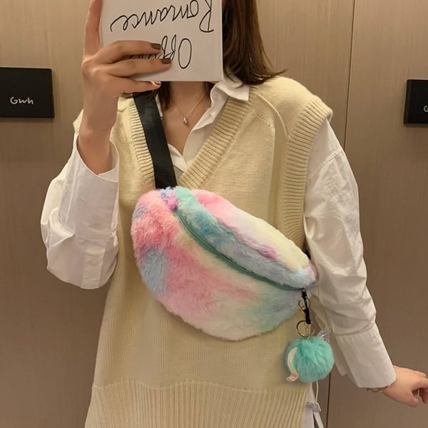 Cotton Stylish and versatile dyed plush belt chest bag