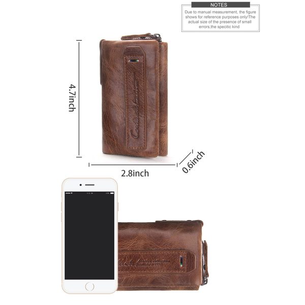Genuine Leather Key Holder Wallet Men Coffee Black