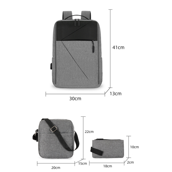 3 in 1 Oxford Backpack Set With Usb Charging Port