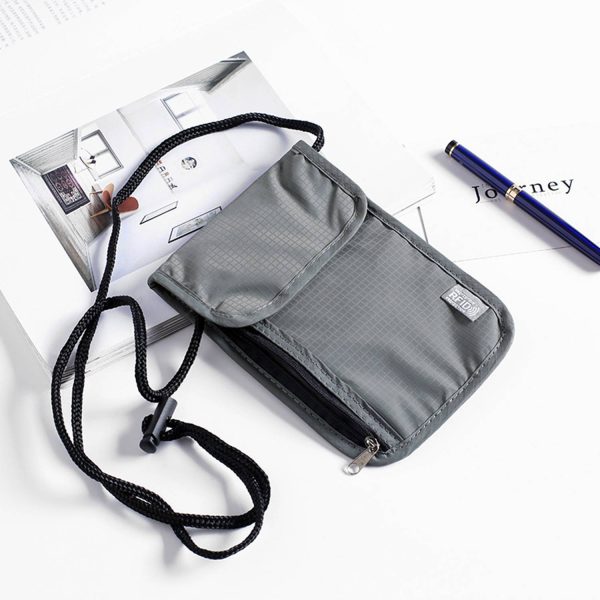 Nylon Rfid zipper hanging document bag pouch