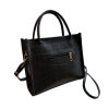 PU Leather Tote Bag Pure Color Vintage Simple For Women