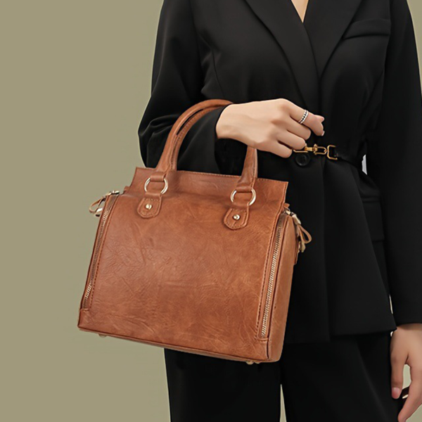 PU Leather Detachable Shoulder Strap Tote Bag