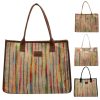 Canvas Tote Bag Rainbow Stripe Large Capacity