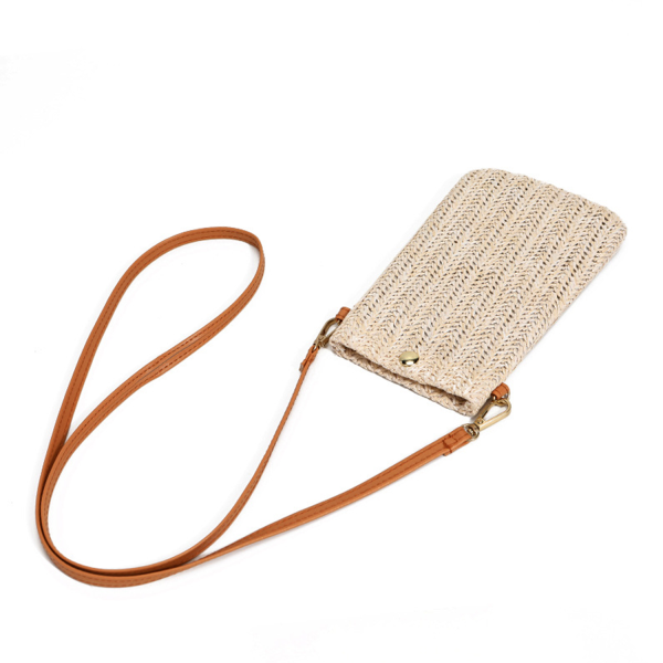 Braided Vertical Single-Shoulder Straw Crossbody Bag