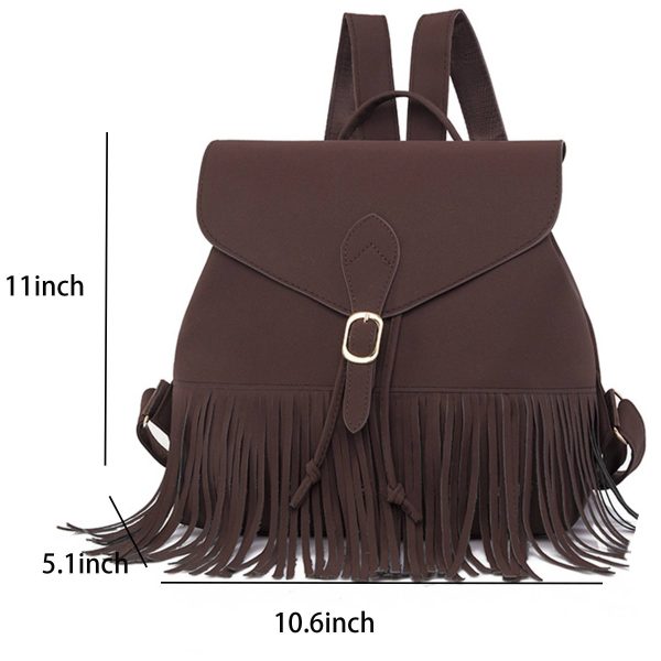 Tassel PU Leather Backpack for Women