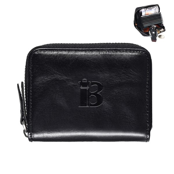 Genuine Leather Multi Card Organizer Wallet with Zipper