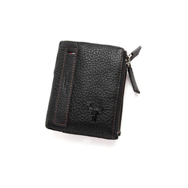 Genuine Leather Double zipper short vintage wallet
