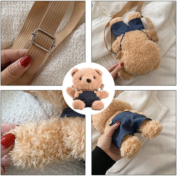 Cotton Cute strap bear plush doll cross-body shoulder bag